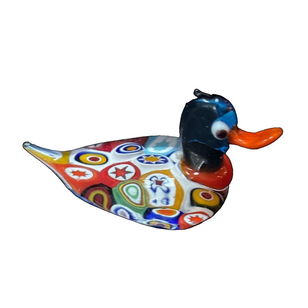 Miniature Vintage Mid-Century Italian Murano Art Glass DUCK Sculptures Stamped